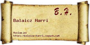 Balaicz Harri névjegykártya
